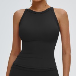 Black Halter Neck Yoga Tank Top